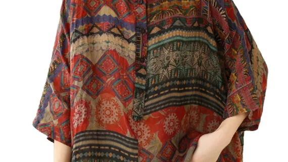 Masss Wasss 2025 Spring Chinese Womens Fashion Printed Chiffon Shirts Ladies Leisure Loose Blouses Classic Luxury Vintage Tops