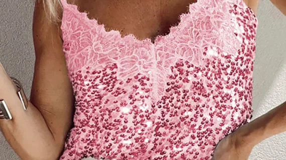 Spaghetti Strap V Neck Fashion Blouses, Women Summer Lace Patchwork Chic Tops, 2025 Sequins Elegant Simple Ladies Shirts Blusas