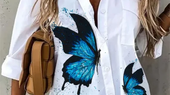 Temperament Women Shirt Loose Long Sleeve Shirt Women Casual Printed Women Top